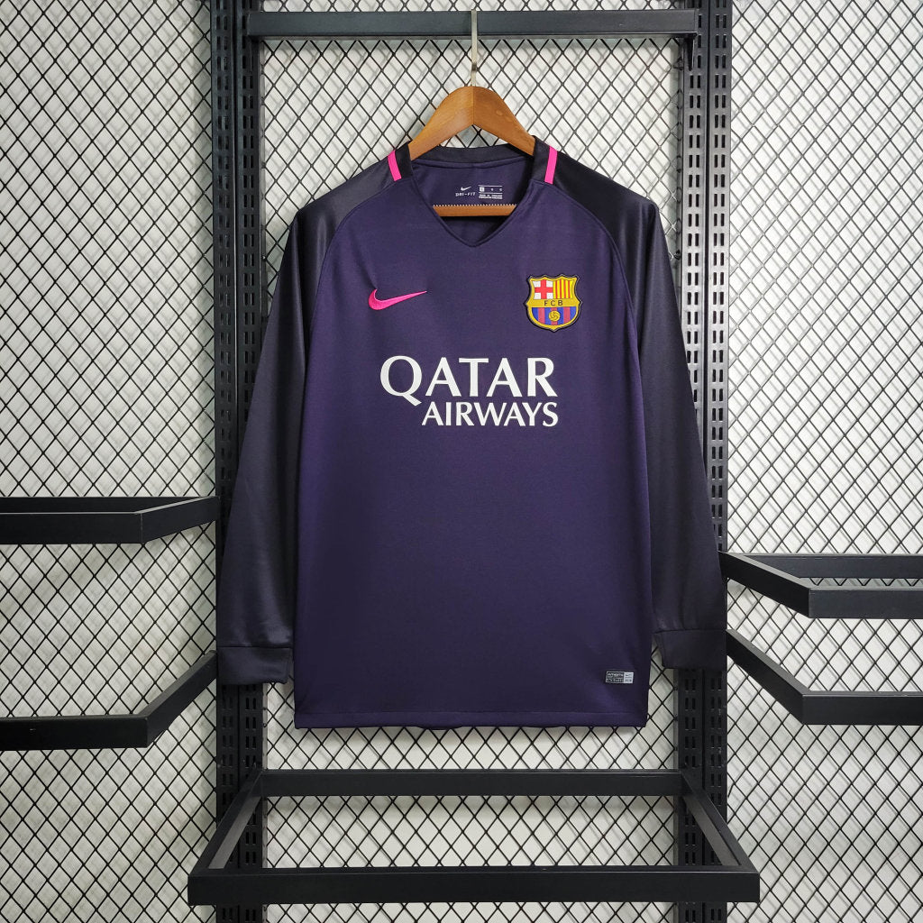 Camisa Barcelona Away 16/17 (Versão Manga Longa Retrô)