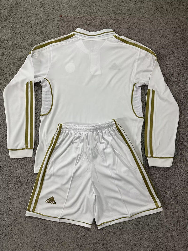 Kit Real Madrid Home 11/12 Conjunto Infantil (Versão Manga Longa Retrô)