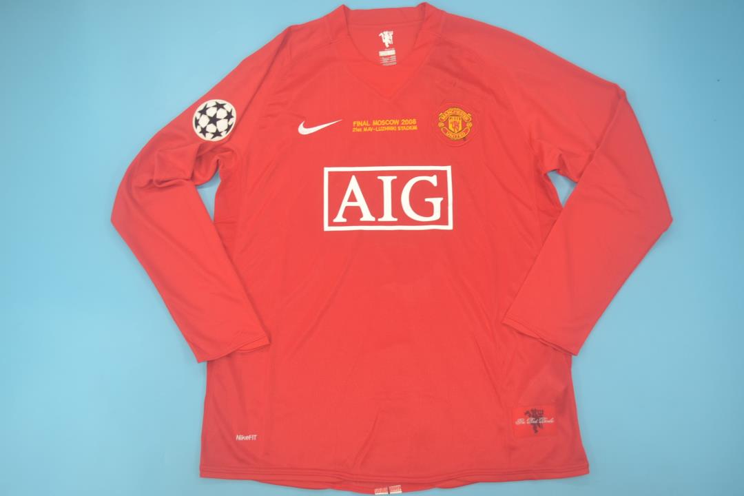 Camisa Manchester United Home 07/09 (Versão Manga Longa Retrô)