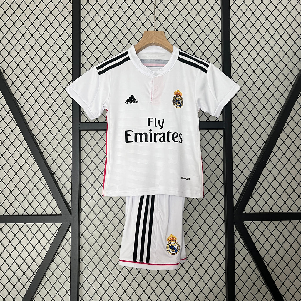 Kit Real Madrid Home 14/15 Conjunto Infantil (Versão Torcedor Retrô)