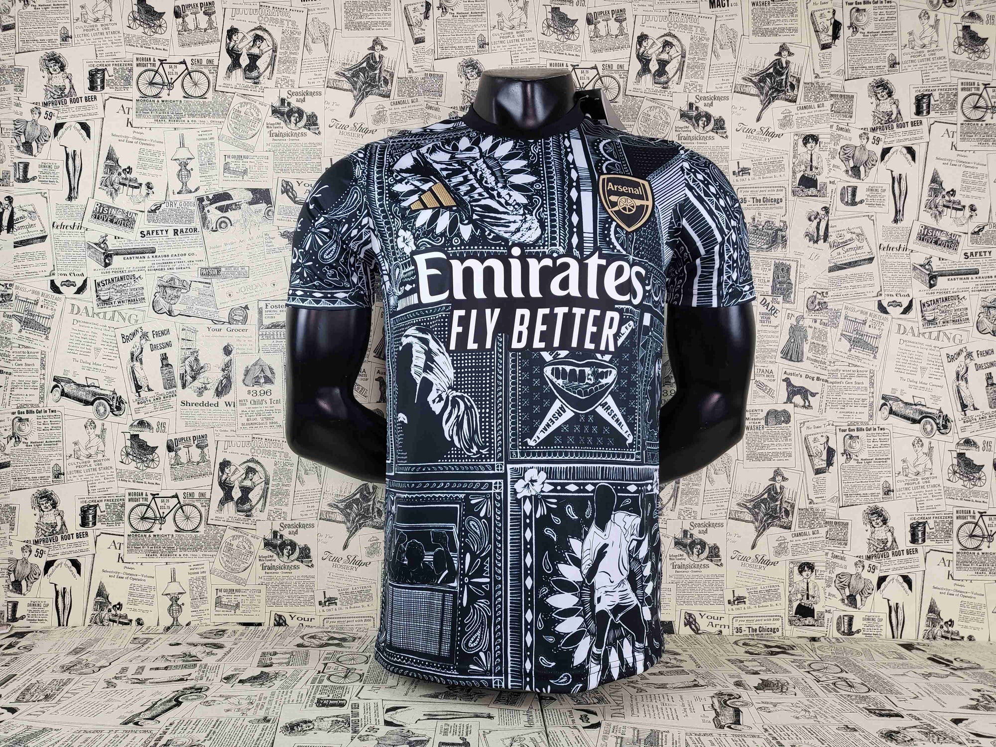 Camisa Arsenal F.C. "Black and White Style" 23/24 (Versão Torcedor) | EDIÇÃO ESPECIAL