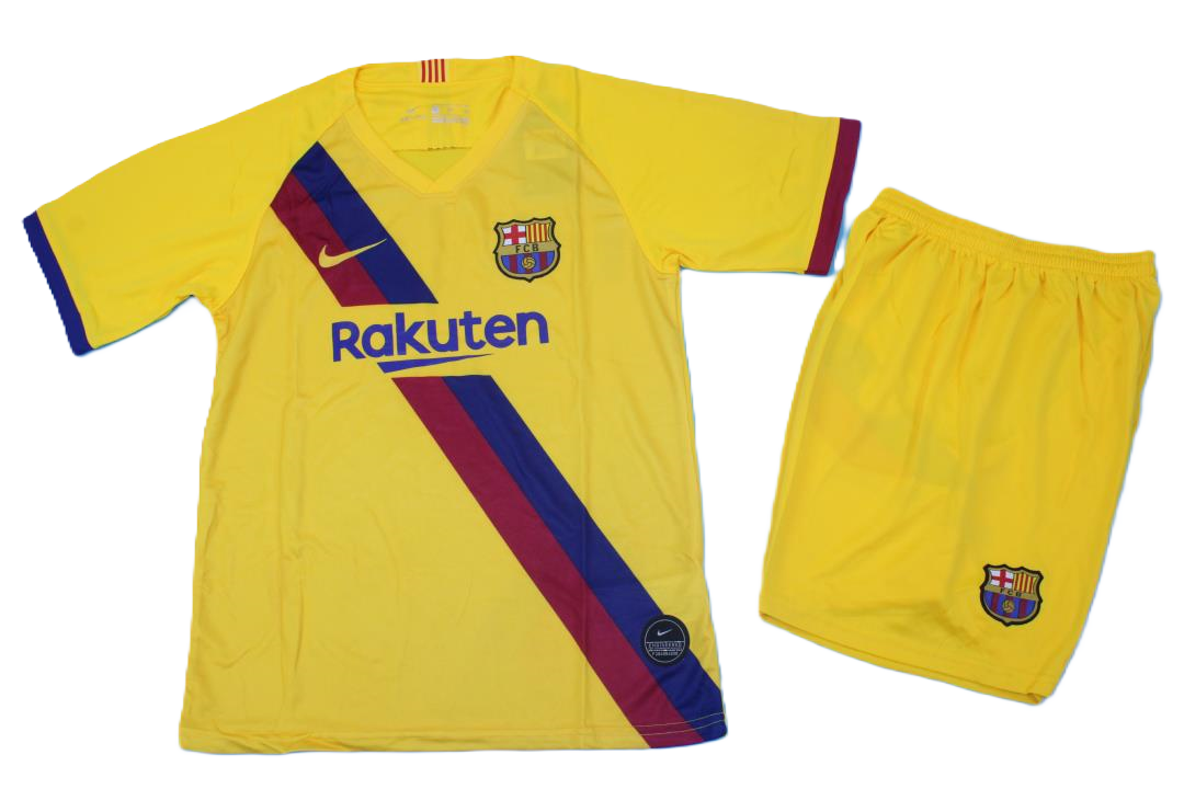 Kit Barcelona Away 19/20 Conjunto Infantil (Versão Retrô)