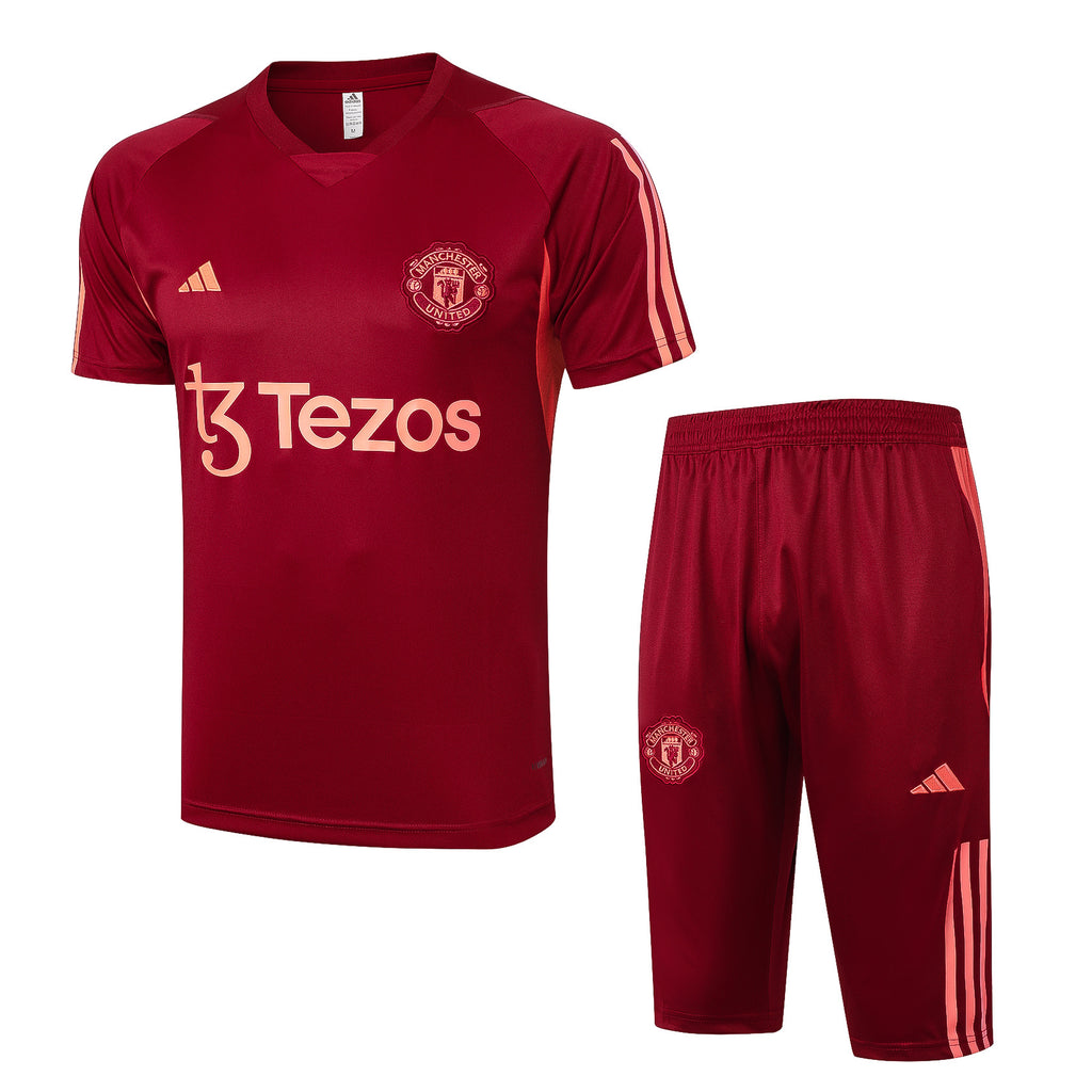 Kit Pre-Treino Manchester United F.C. Conjunto Adulto/Infantil (Versão Torcedor)