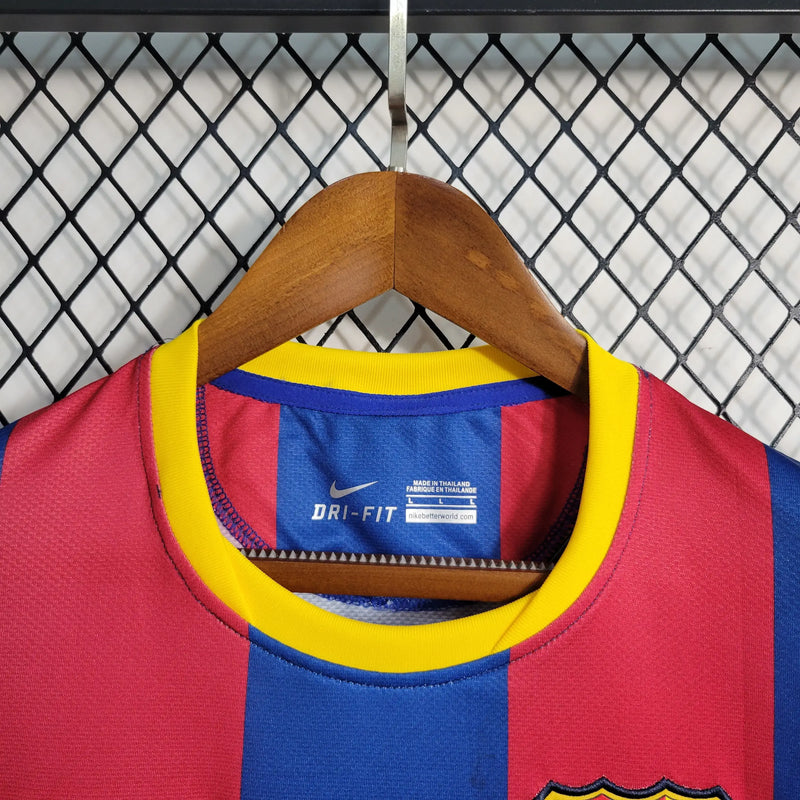 Camisa Barcelona Home 10/11 Retrô - Azul e Vermelha