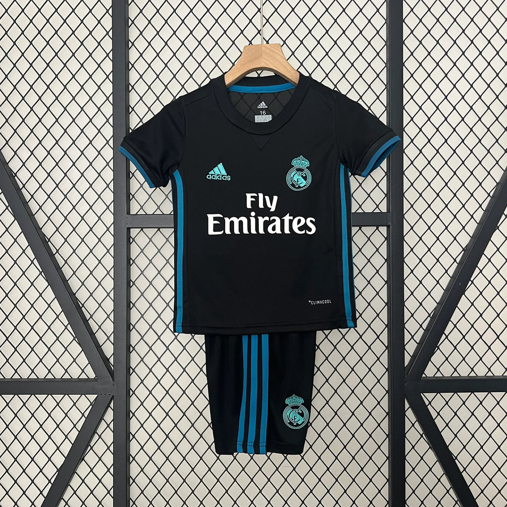 Kit Real Madrid Away 17/18 Conjunto Infantil (Versão Torcedor Retrô)