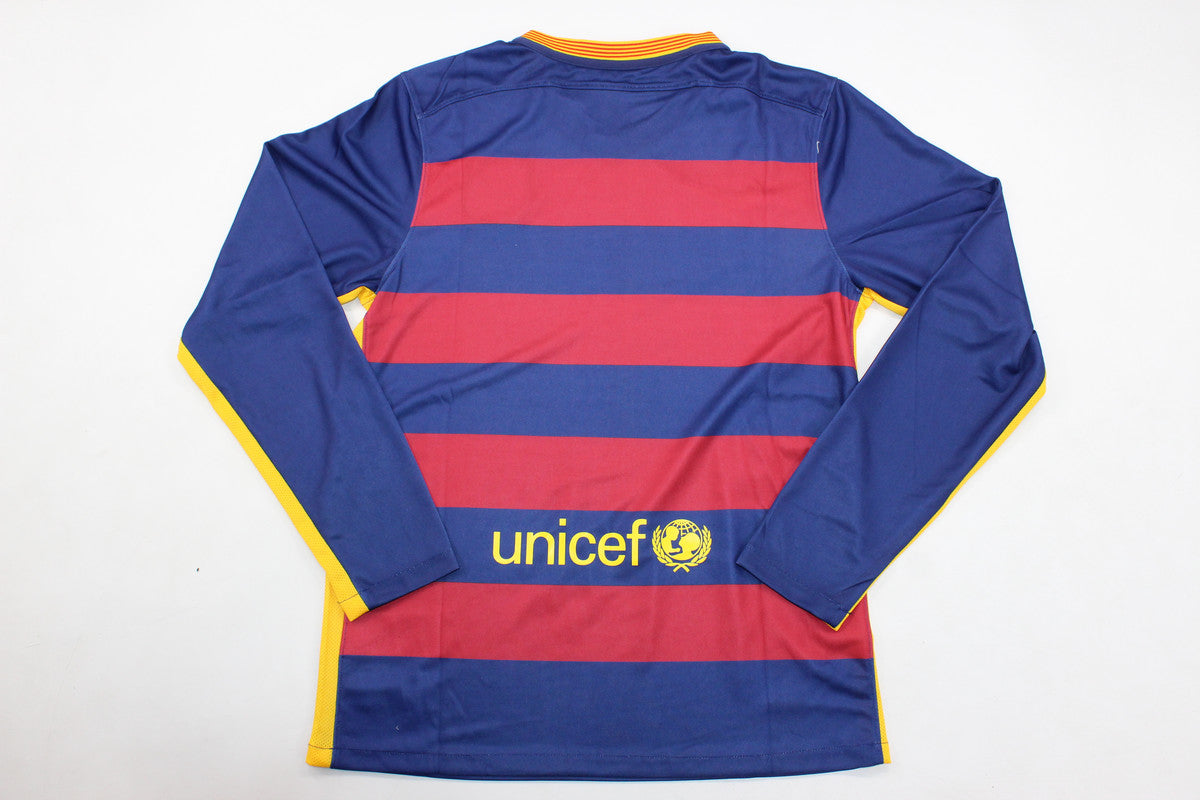 Camisa Barcelona Home 15/16 (Versão Manga Longa Retrô)