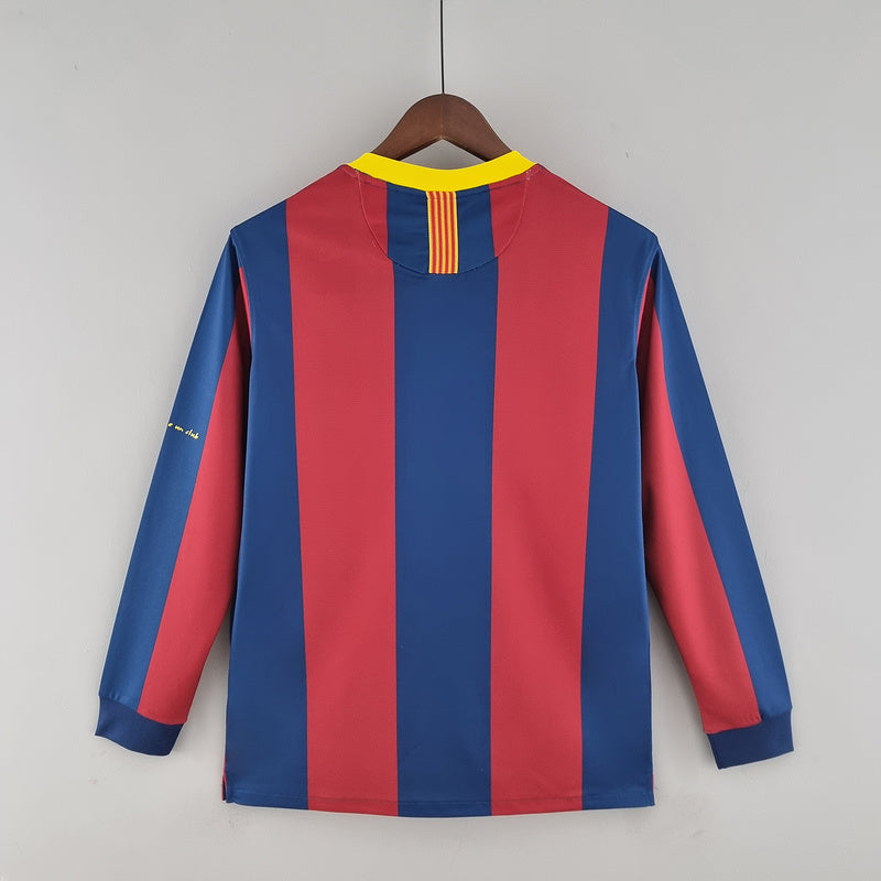Camisa Barcelona Home 10/11 (Versão Manga Longa Retrô)