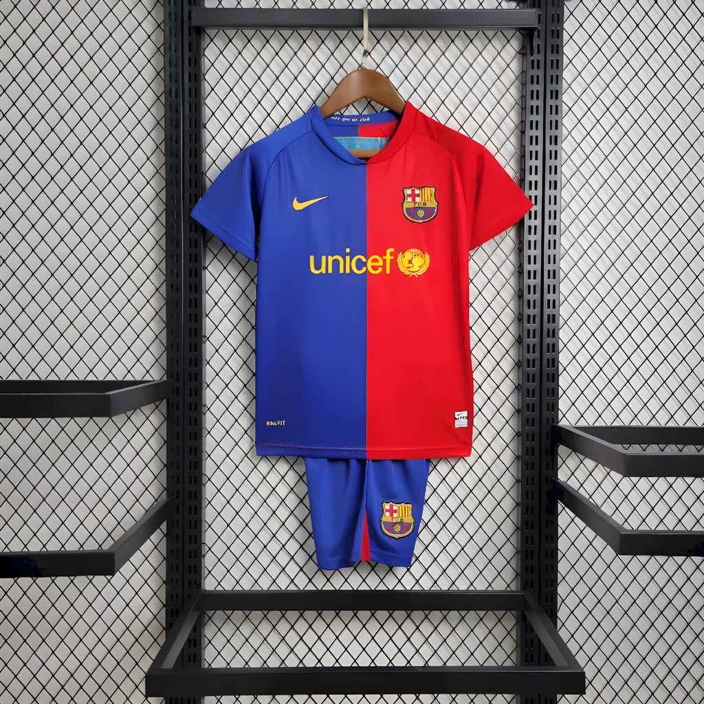 Kit Barcelona Home Conjunto Infantil 08/09 (Versão Retrô)