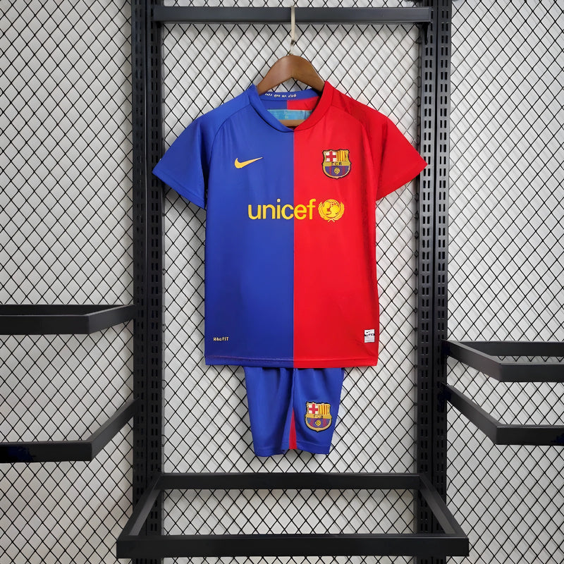 Kit Barcelona Home Conjunto Infantil 08/09 (Versão Retrô)