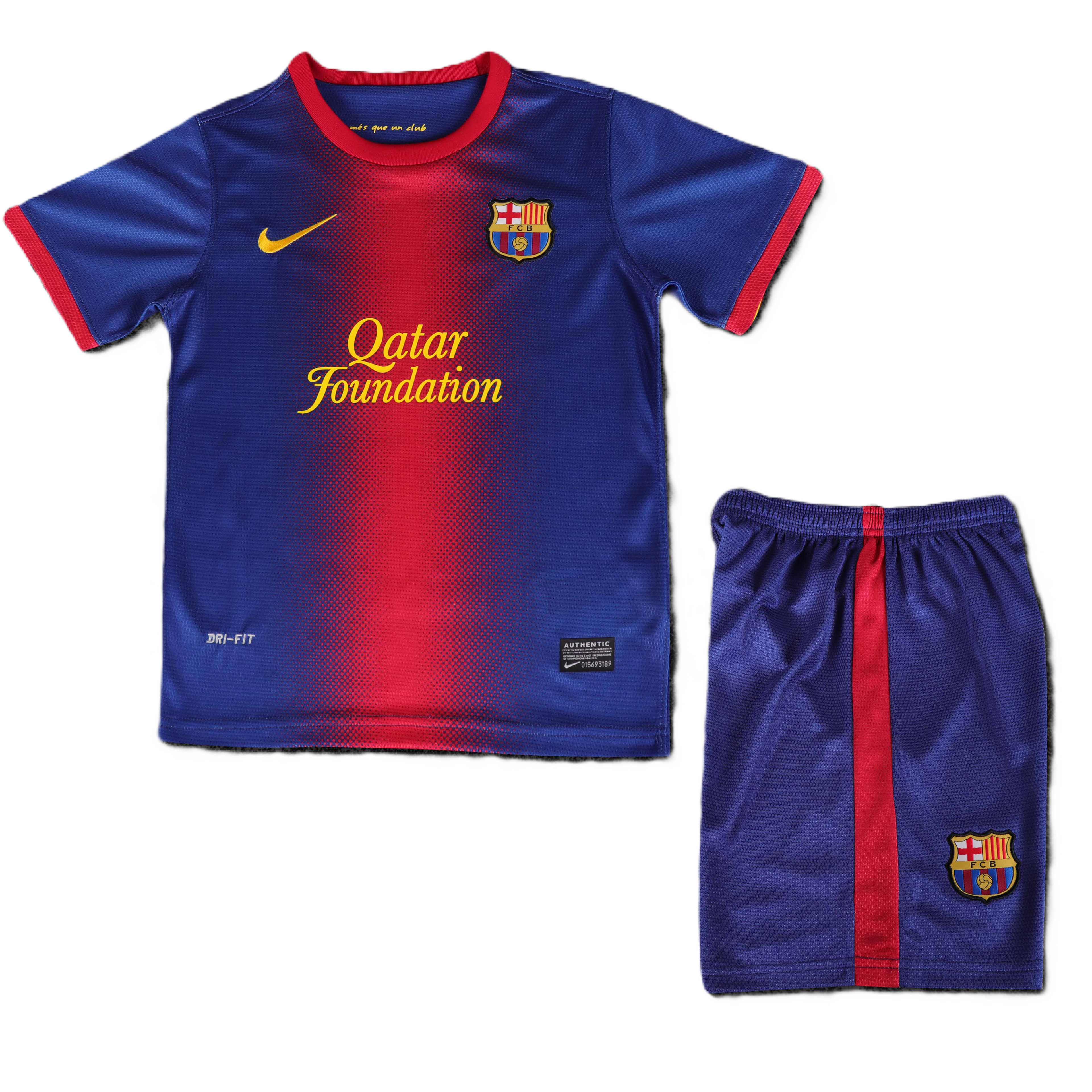 Kit Barcelona Home Conjunto Infantil 12/13 (Versão Retrô)