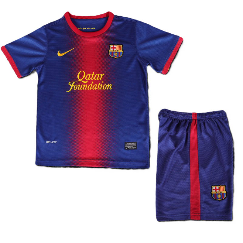 Kit Barcelona Home Conjunto Infantil 12/13 (Versão Retrô)