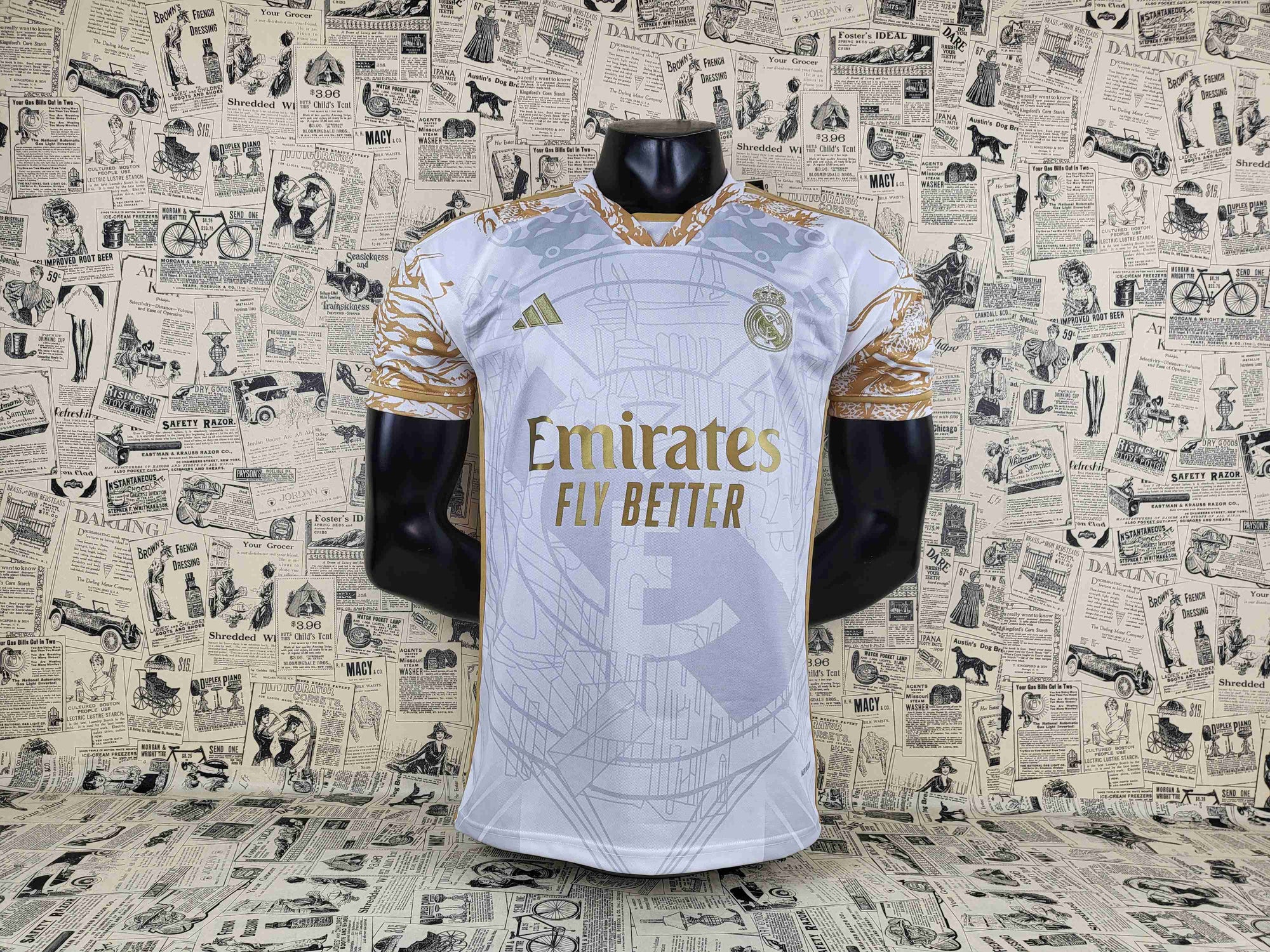 Camisa Real Madrid "Golden-White Style" 23/24 (Versão Torcedor) | EDIÇÃO ESPECIAL