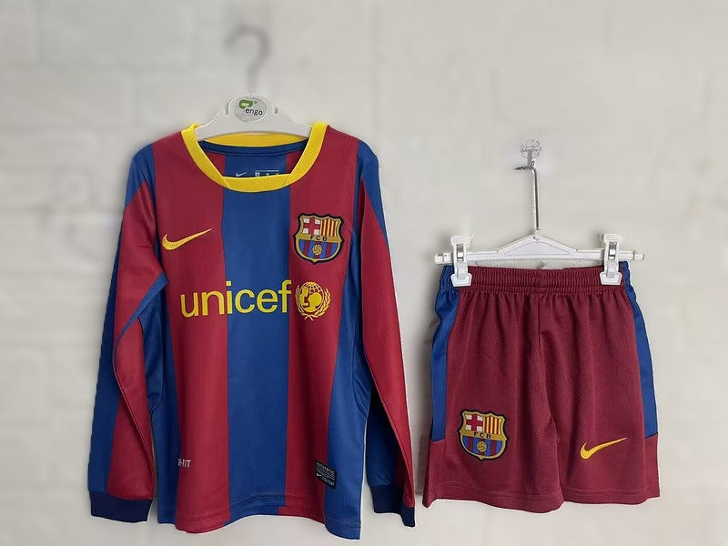 Kit Barcelona Home Conjunto Infantil 10/11 (Versão Manga Longa Retrô)