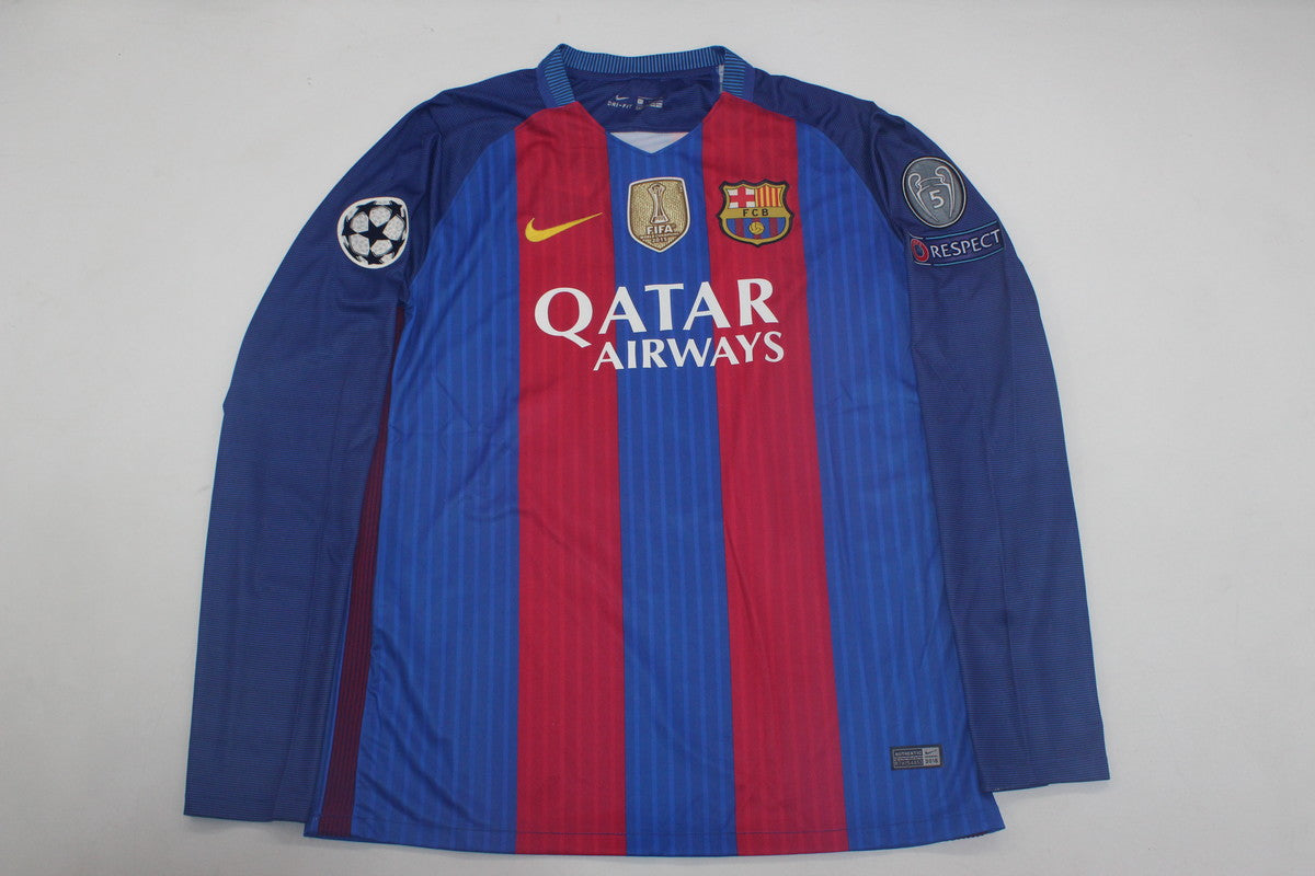 Camisa Barcelona Home 16/17 (Versão Manga Longa Retrô)