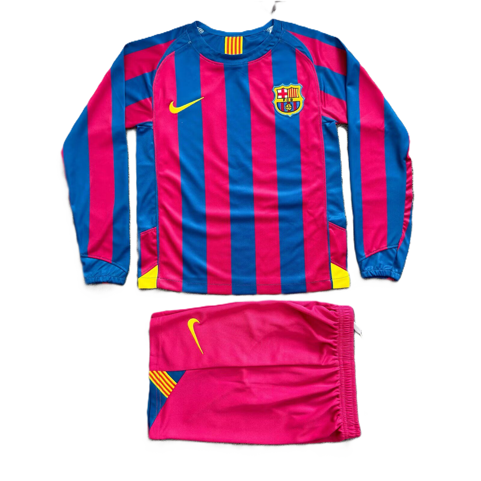 Kit Barcelona Home Conjunto Infantil 05/06 (Versão Manga Longa Retrô)