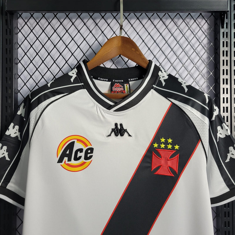 Camisa Vasco da Gama Away 2000 Retrô - Branca e Preta