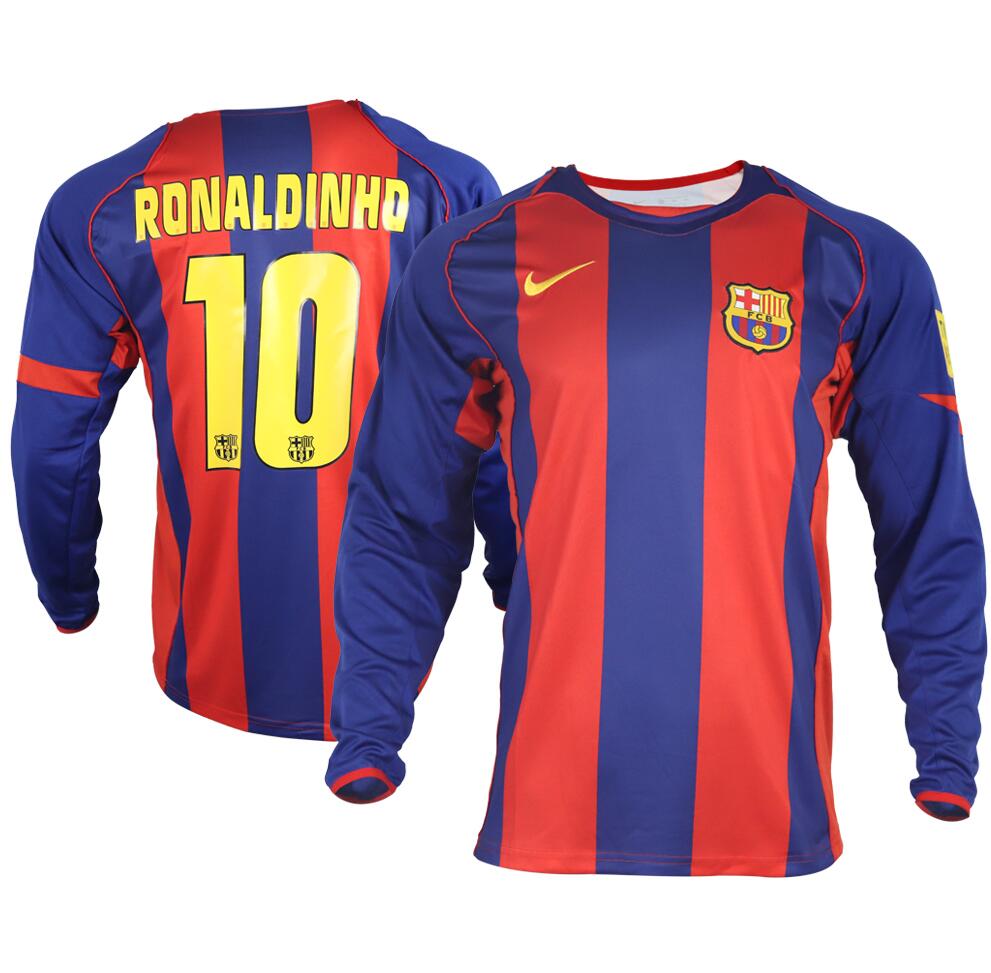 Camisa Barcelona Home 04/05 (Versão Manga Longa Retrô)