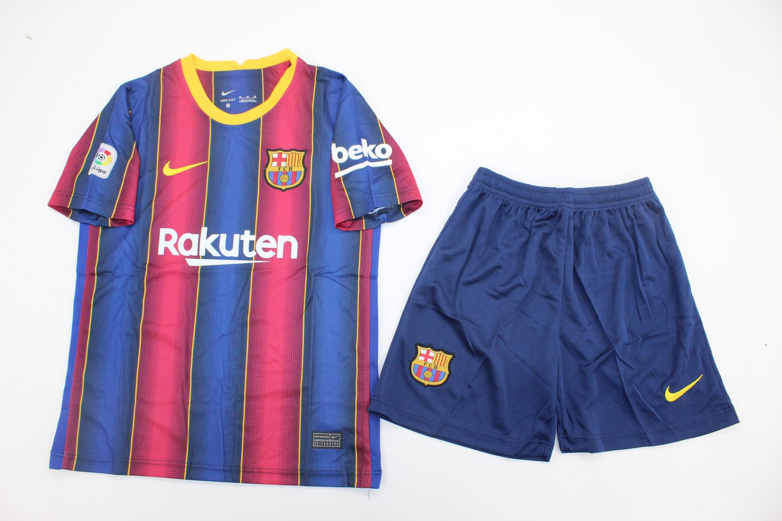 Kit Barcelona Home 20/21 Conjunto Infantil (Versão Retrô)