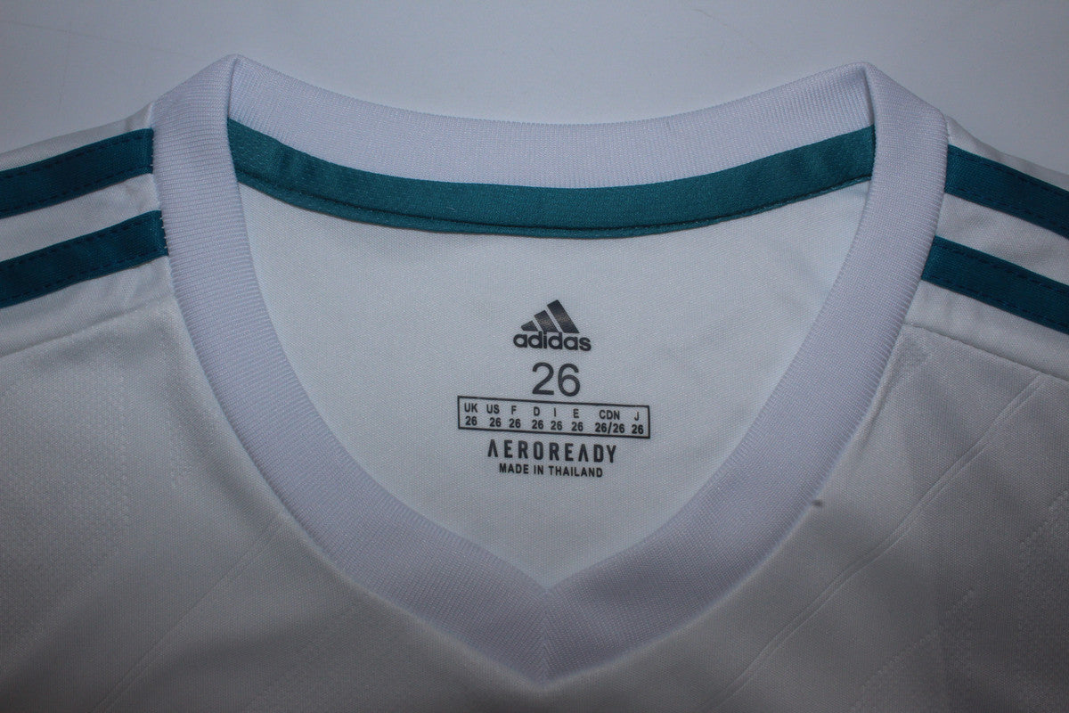 Kit Real Madrid Home 17/18 Conjunto Infantil (Versão Manga Longa Retrô)