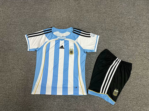 Kit Seleção Argentina Home 2006 Conjunto Infantil (Versão Retrô)