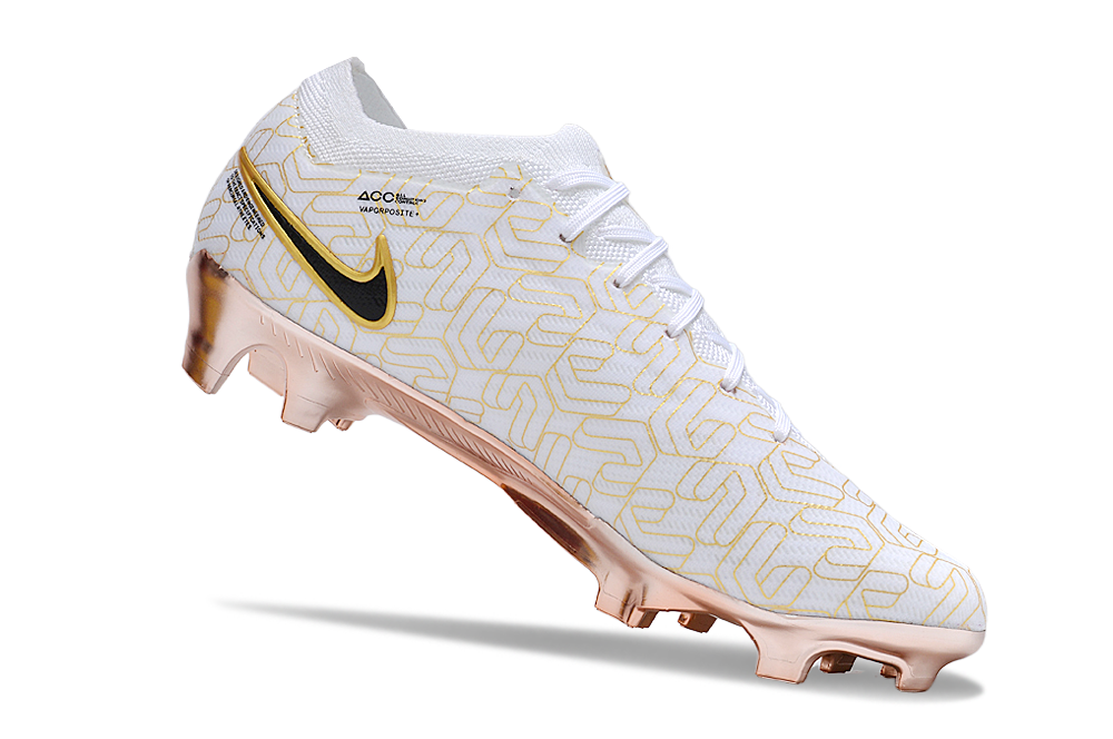 Nike Air Zoom Mercurial Vapor 15 Elite FG Chuteiras de Futebol de Campo - Branco/Ouro/Preto | Football Boots
