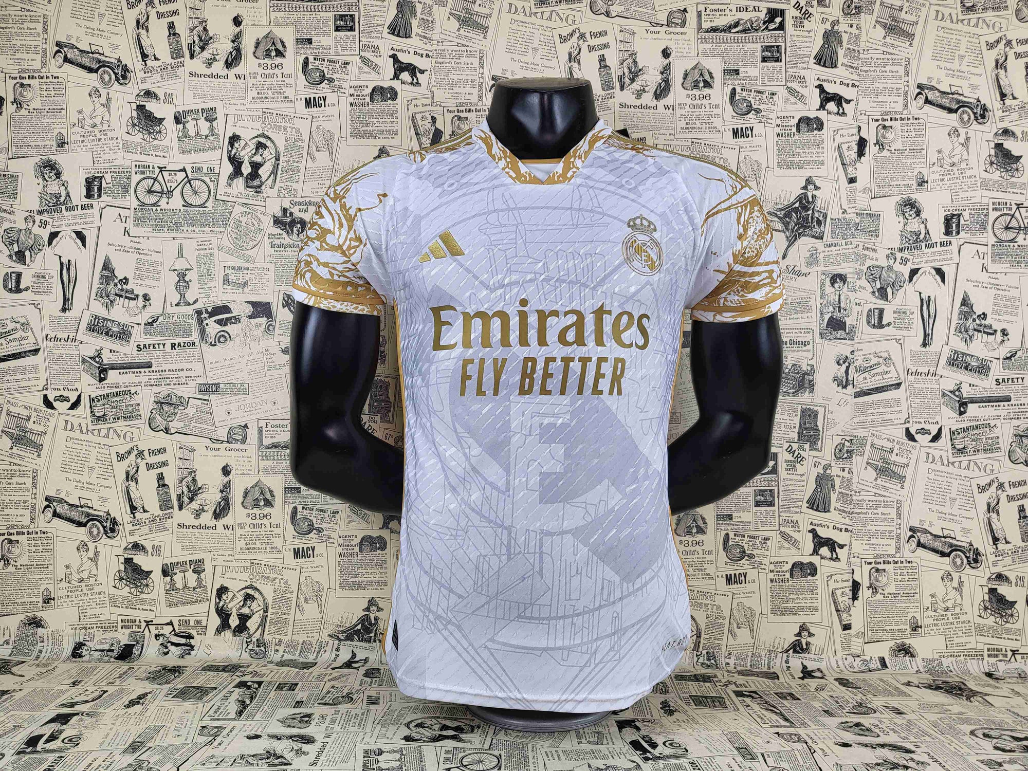 Camisa Real Madrid "Golden-White Style" 23/24 (Versão Jogador) | EDIÇÃO ESPECIAL