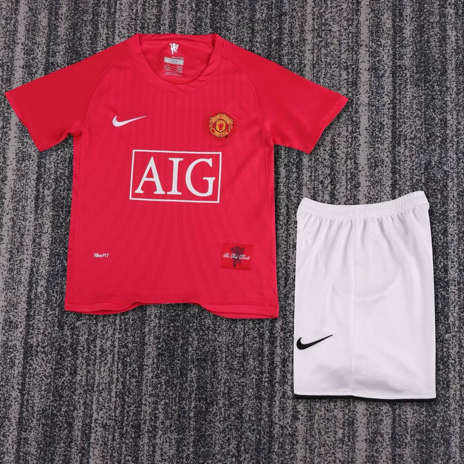 Camisa Manchester United Home 07/09 Conjunto Infantil (Versão Curta/Manga Longa Retrô)