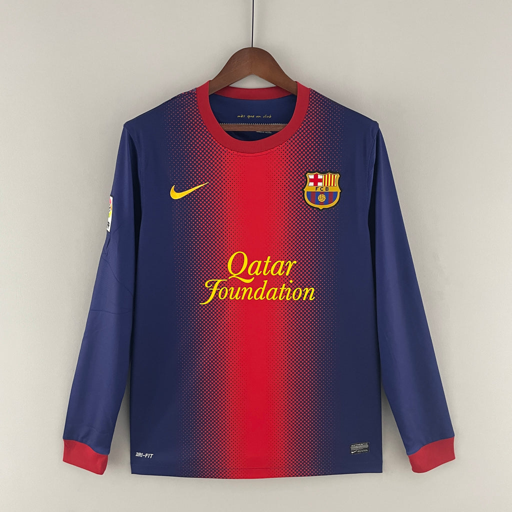 Camisa Barcelona Home 12/13 (Versão Manga Longa Retrô)