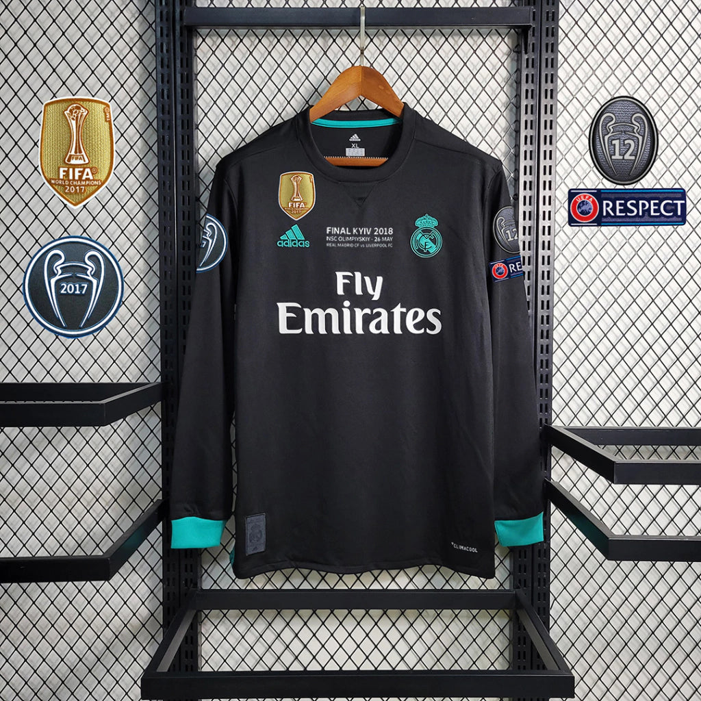 Camisa Real Madrid Away 17/18 (Versão Manga Longa Jogador Retrô)