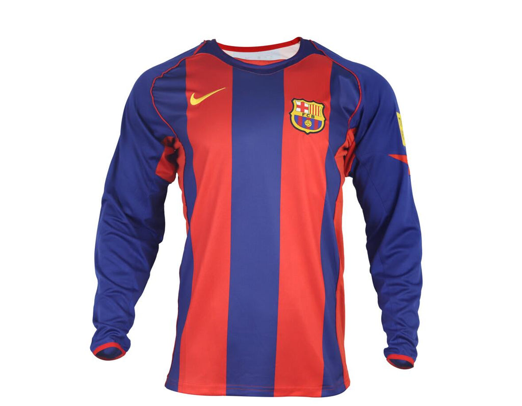 Camisa Barcelona Home 04/05 (Versão Manga Longa Retrô)