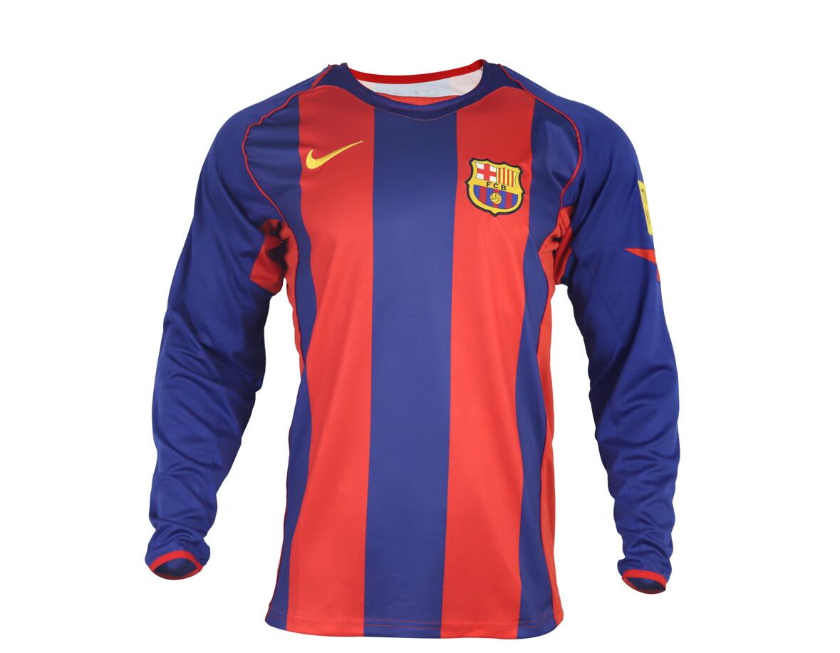 Camisa Barcelona Home 04/05 (Versão Manga Longa Retrô)