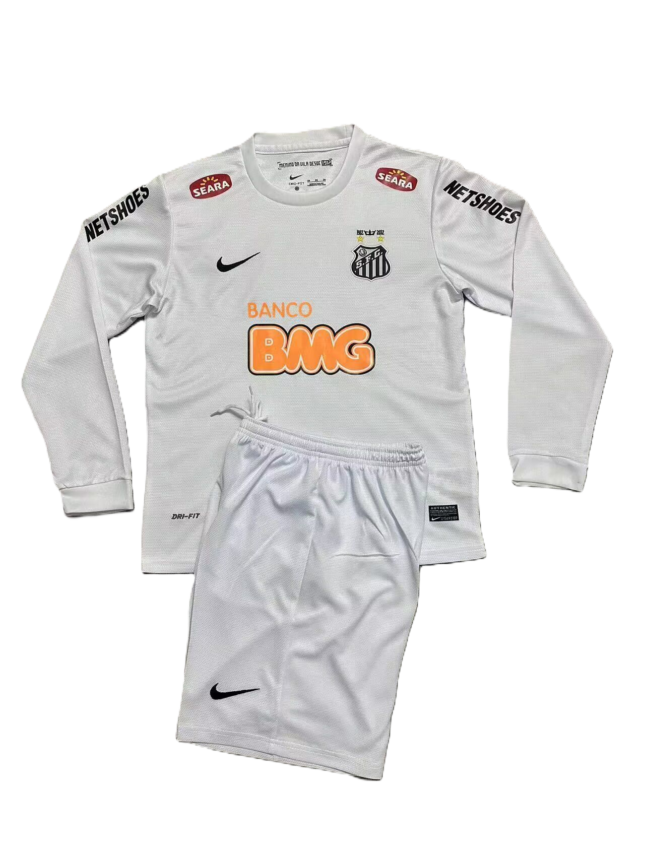 Camisa do Santos Home 2012 Conjunto Infantil (Versão Manga Longa Retrô)