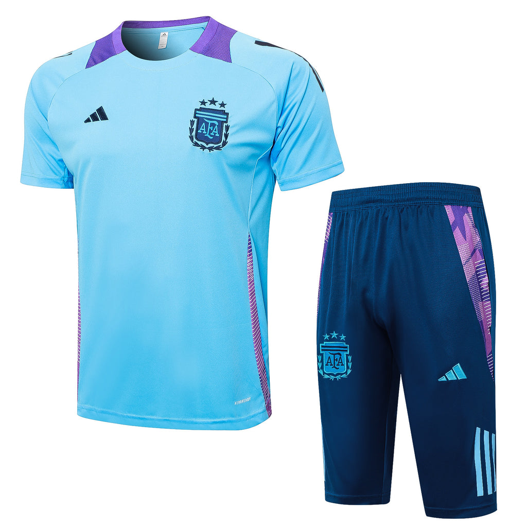 Kit Pre-Treino Seleção Argentina Conjunto Adulto/Infantil (Versão Torcedor)