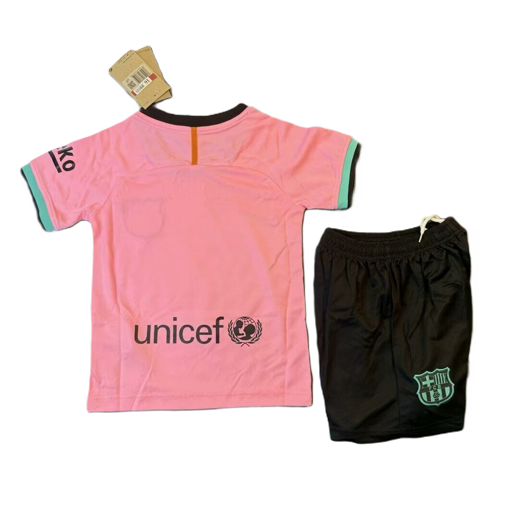 Kit Barcelona Third 20/21 Conjunto Infantil (Versão Retrô)