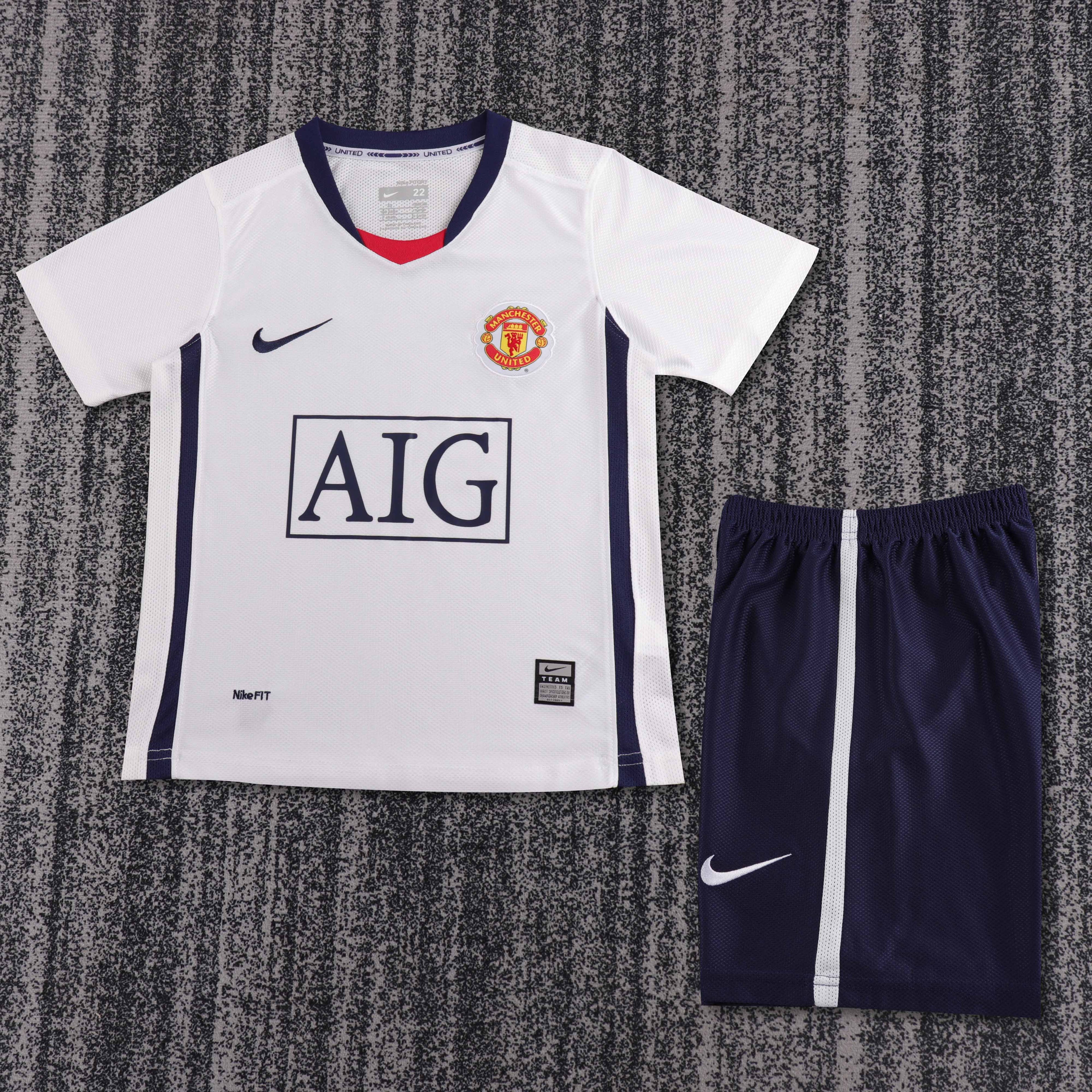Camisa Manchester United Away 08/09 Conjunto Infantil (Versão Retrô)