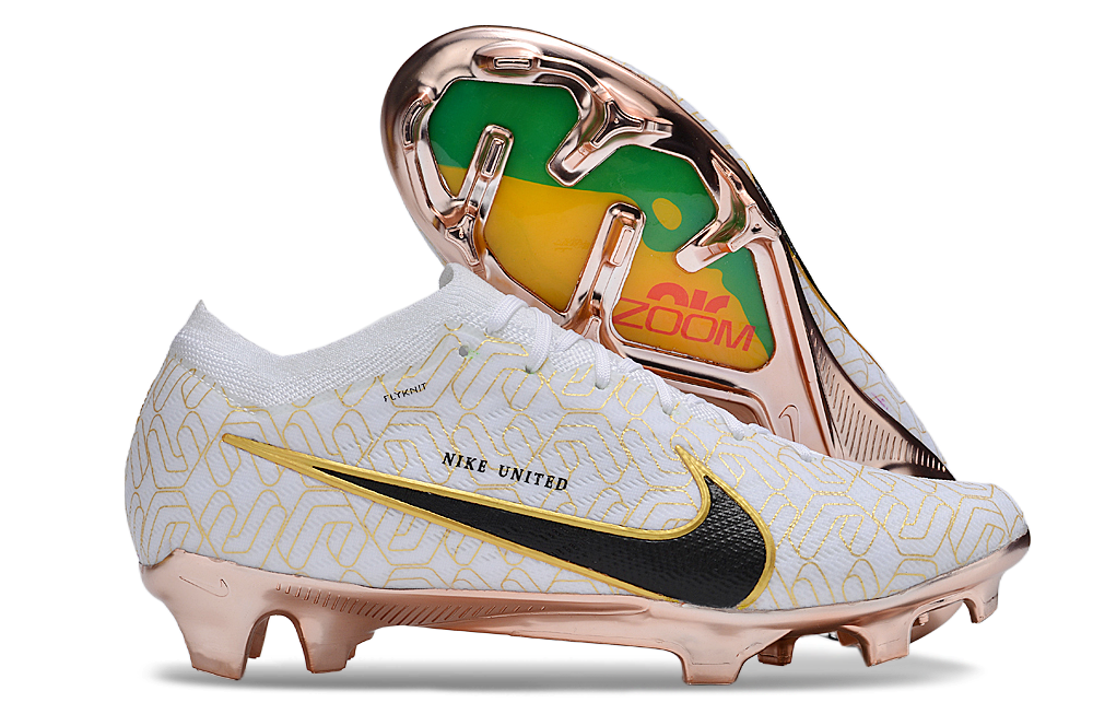 Nike Air Zoom Mercurial Vapor 15 Elite FG Chuteiras de Futebol de Campo - Branco/Ouro/Preto | Football Boots