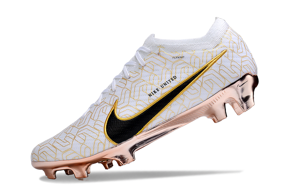 Nike Air Zoom Mercurial Vapor 15 Elite FG Chuteiras de Futebol de Campo - Branco/Ouro/Preto | Football Boots