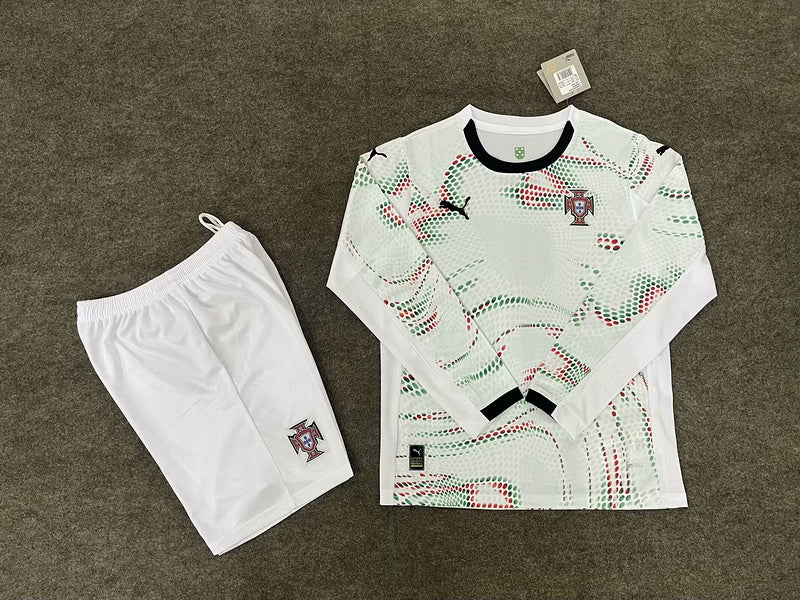 Kit Seleção Portuguesa Away 25/26 Conjunto Infantil (Versão Manga Longa Torcedor)