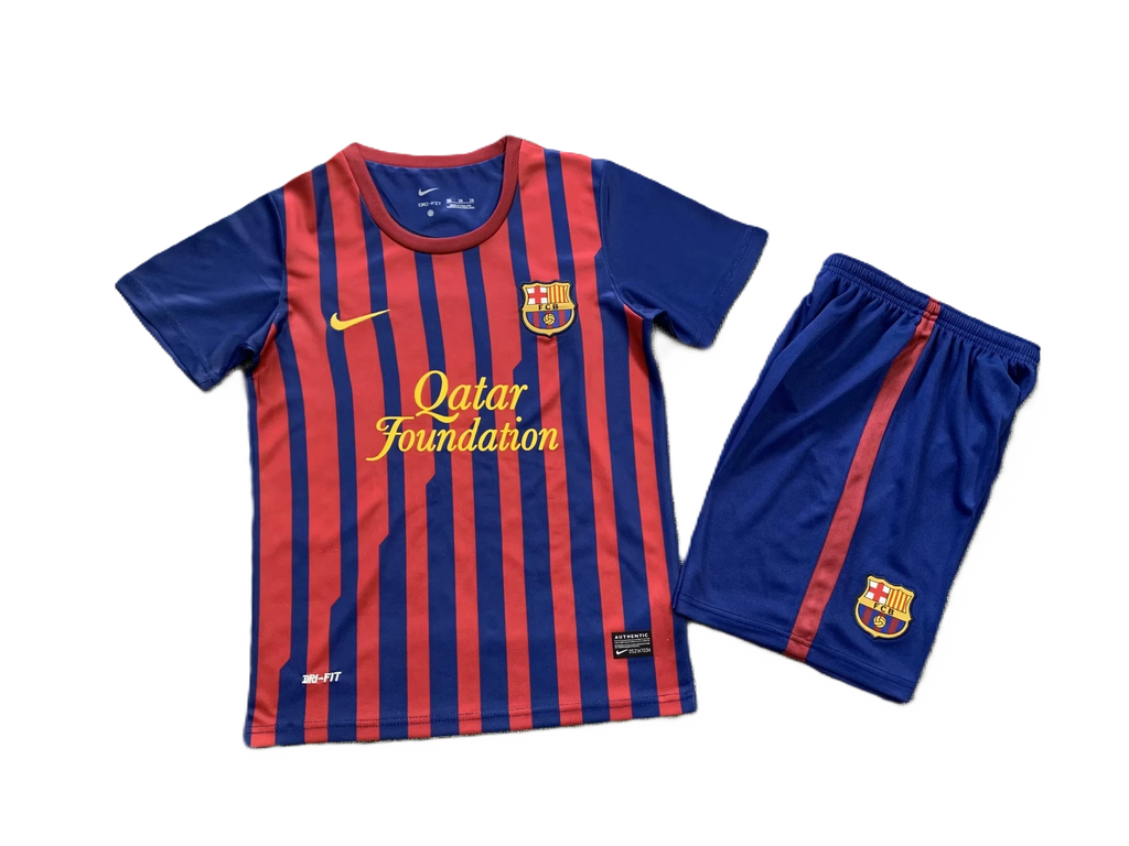 Kit Barcelona Home Conjunto Infantil 11/12 (Versão Retrô)