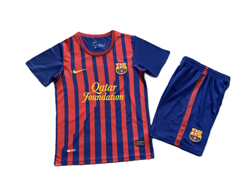 Kit Barcelona Home Conjunto Infantil 11/12 (Versão Retrô)