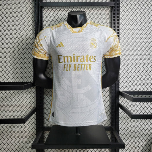 CAMISOLA REAL MADRID EDIÇÃO ESPECIAL LIMITADA DOURADA 24/25 homem (VERSÃO JOGADOR)