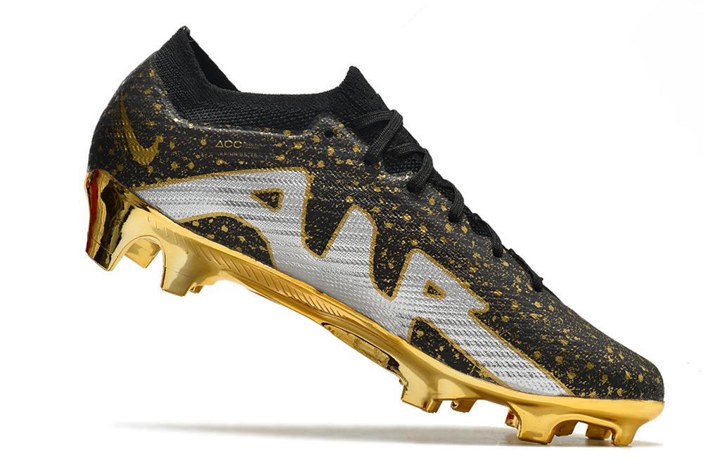 Chuteira de Campo Nike AIR Zoom Mercurial Vapor 15 Elite Black and Gold Nugget| Football Boots