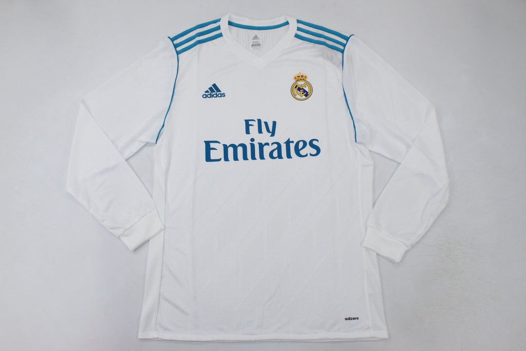 Camisa Real Madrid Home 17/18 (Versão Manga Longa Jogador Retrô)