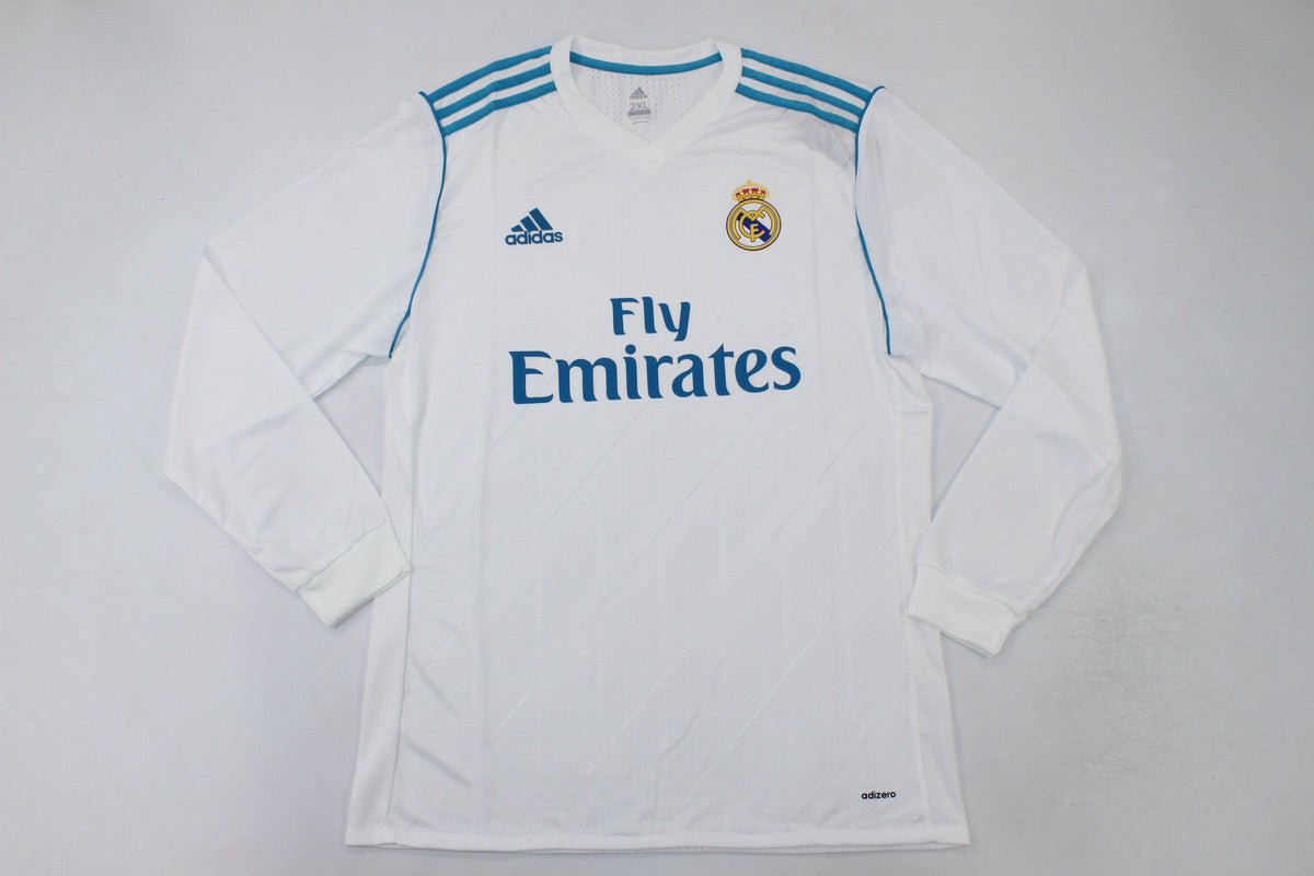Camisa Real Madrid Home 17/18 (Versão Manga Longa Jogador Retrô)