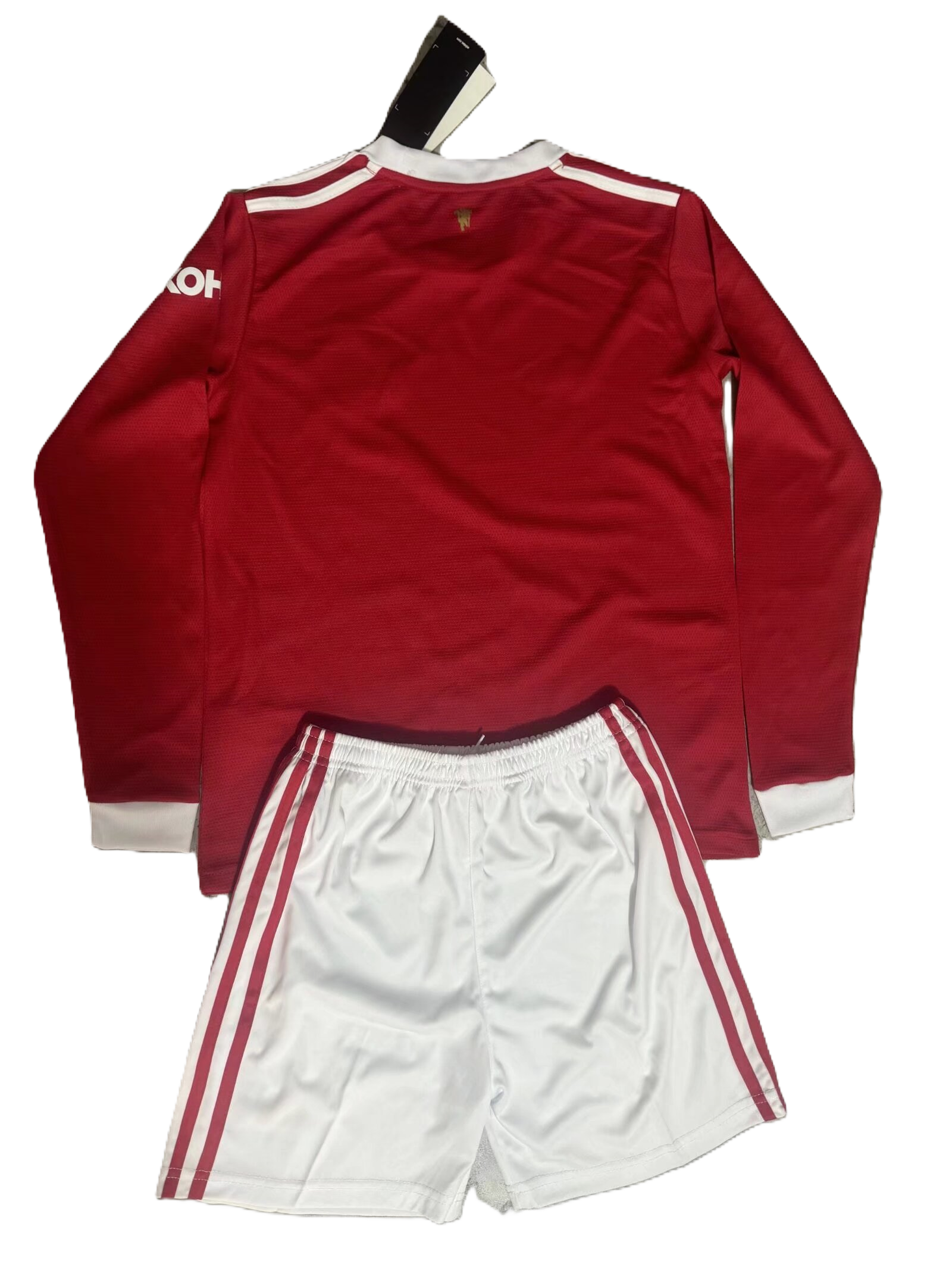 Kit Manchester United Home 21/22 Conjunto Infantil (Versão Manga Longa Retrô)