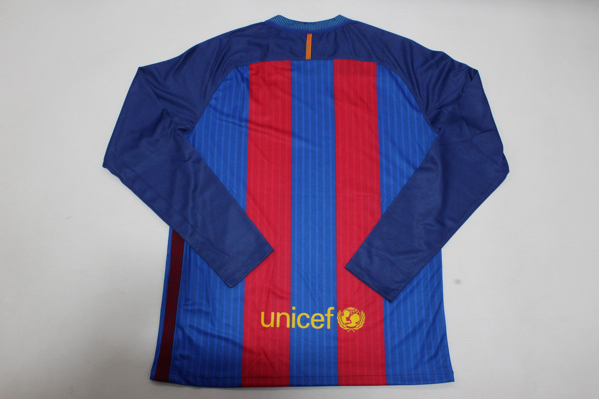 Camisa Barcelona Home 16/17 (Versão Manga Longa Retrô)