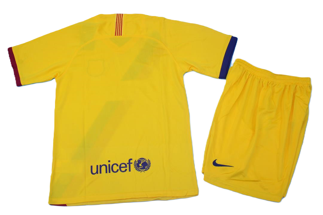 Kit Barcelona Away 19/20 Conjunto Infantil (Versão Retrô)