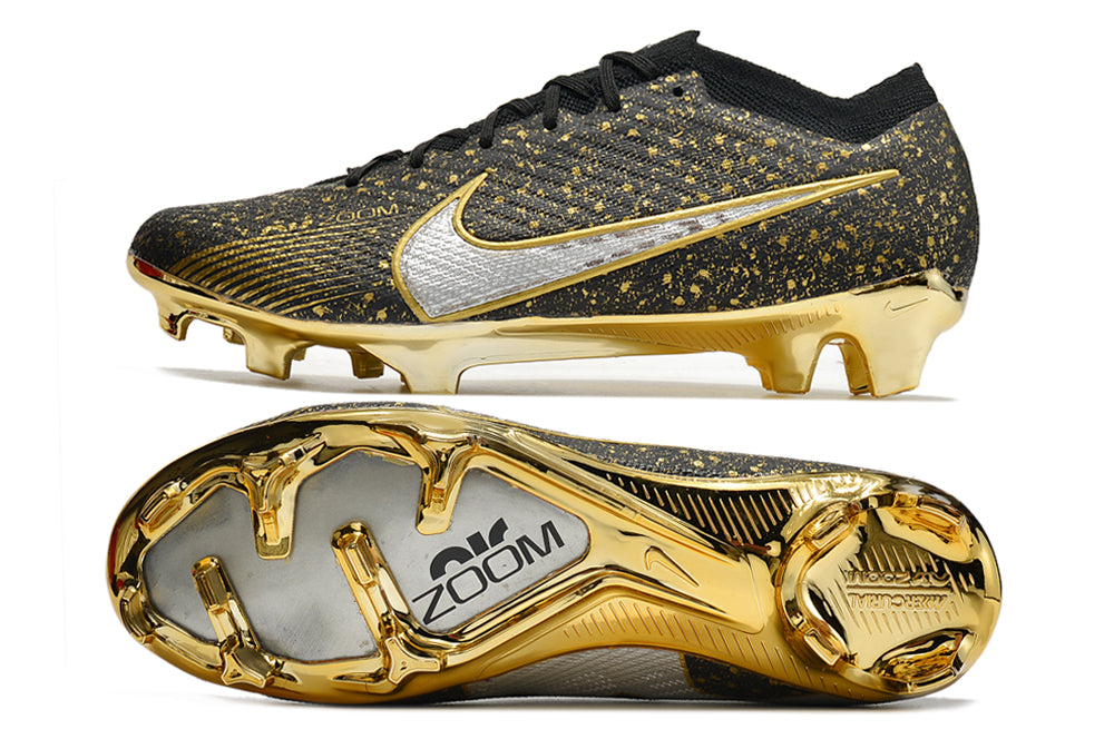 Chuteira de Campo Nike AIR Zoom Mercurial Vapor 15 Elite Black and Gold Nugget| Football Boots