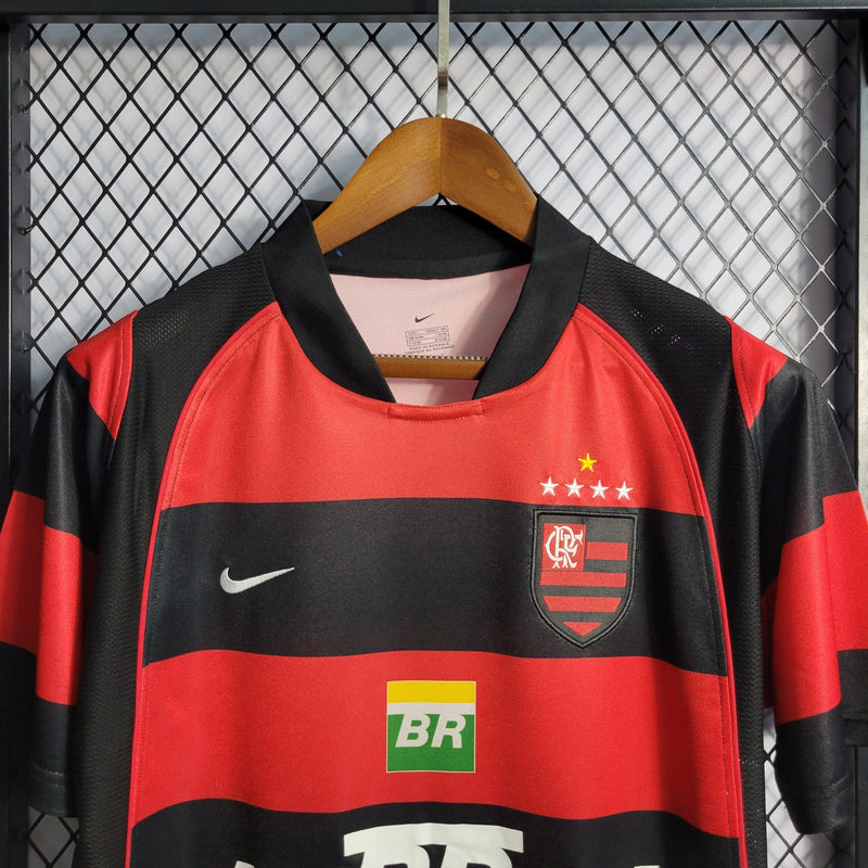 Camisa Flamengo Home 03/04 Retrô - Vermelha e Preta