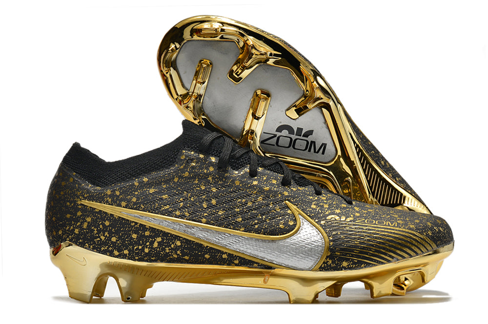 Chuteira de Campo Nike AIR Zoom Mercurial Vapor 15 Elite Black and Gold Nugget| Football Boots